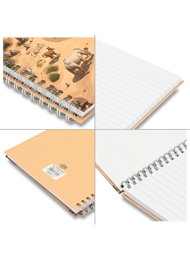FIS® Double Loop Spiral Hard Cover Notebook, A5 Size(148x210mm), 96 Sheets, Single Line Ruling, White Paper, Packet of 5 Pieces, Safari Animals Cover Design 2-FSNBSHCA596D2 - Image 4